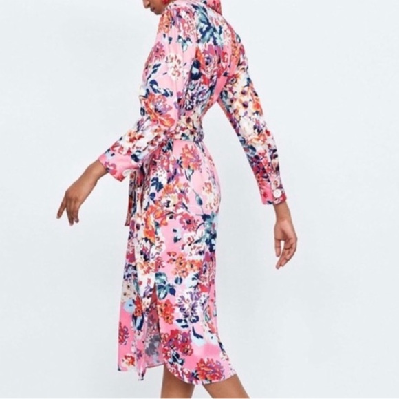 Zara Floral Print Shirt Dress - Picture 3 of 11